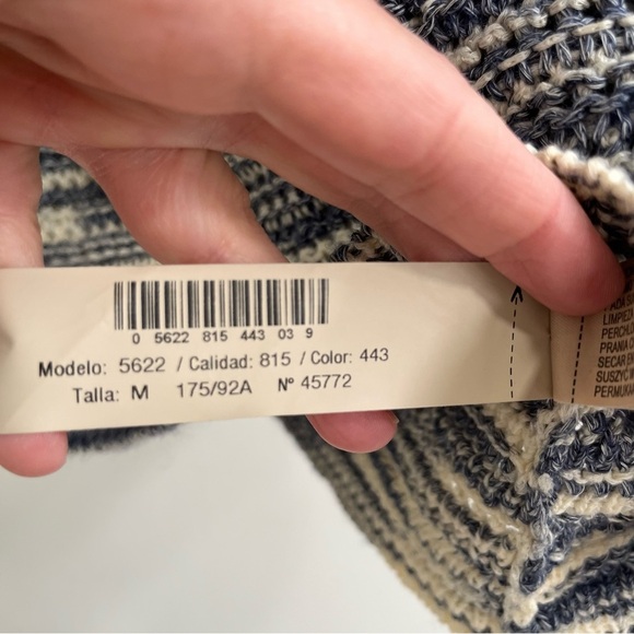 Massimo Dutti crochet open knit top tassel fringe trim blue cream boho medium - Picture 15 of 16